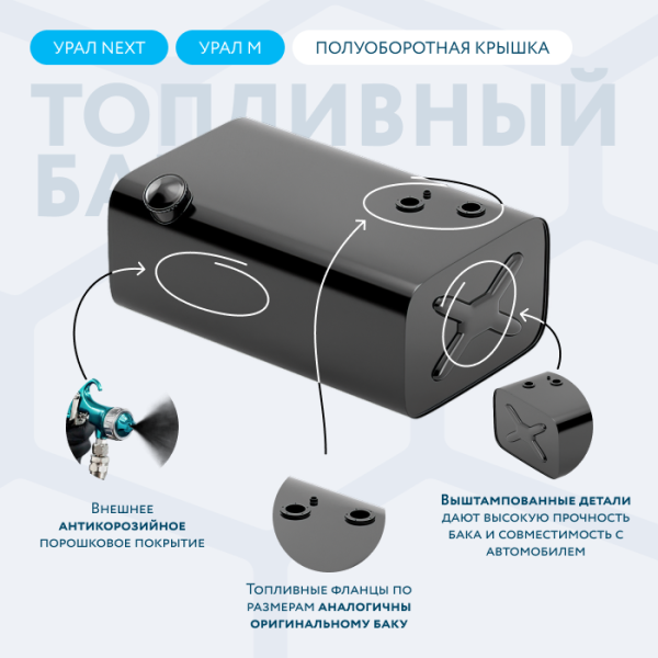 Топливный бак УРАЛ 300 литров УРАЛ с полуоборотной заглушкой
